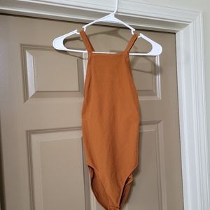 Forever21 Brown Criss Cross Back Bodysuit